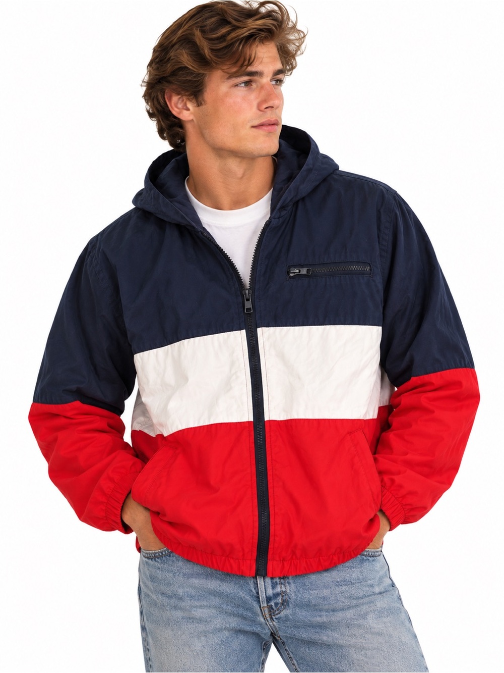 VINTAGE Tommy Hilfiger Y2K Colorblock Hooded Parka / Windbreaker